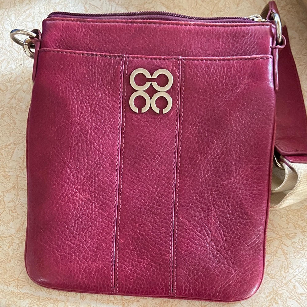 Coach Genuine Pebble Leather Fuchsia Crossbody Bag 8” x 9” No D1069-43805